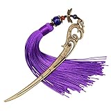 Chinese Metal Bookmarks with Tassel, Vintage Bookmark Unique Classical Ancient Chinese Hairpin Bookmark with Handmade Silky Tassel for Book Lovers Unique Gift