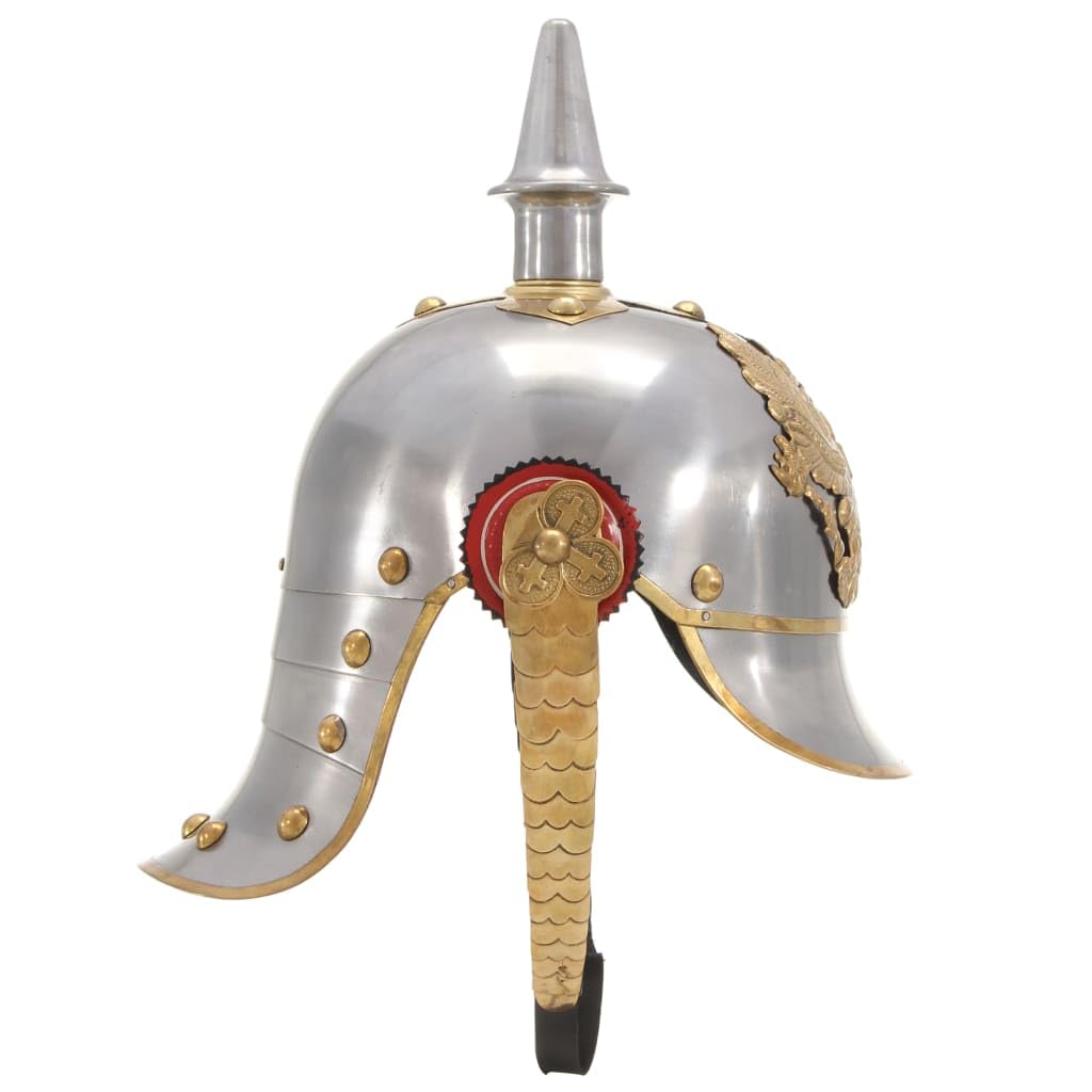 Genérico Réplica de Casco de Soldado prusiano Larp Acero Plateado,Arte y Ocio,Hobbies y Artes Creativas,Coleccionables,Armas coleccionables,Multicolor,1.74 kg,286226
