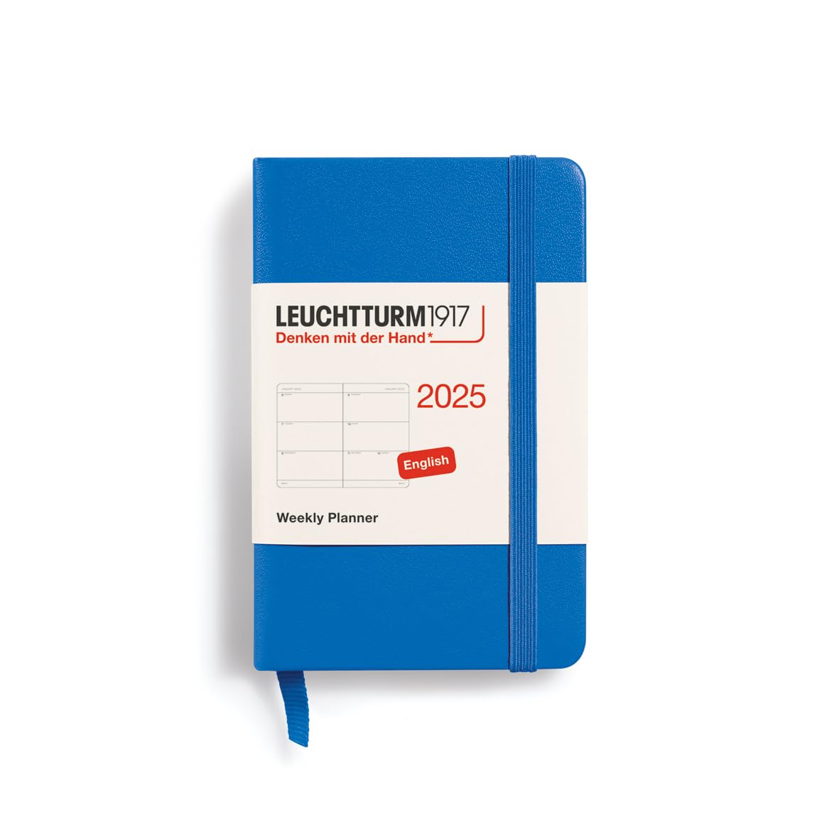 LEUCHTTURM1917 370679 Agenda Semainier Mini A7 2025 Sky Anglais - Planificateur Hebdomadaire