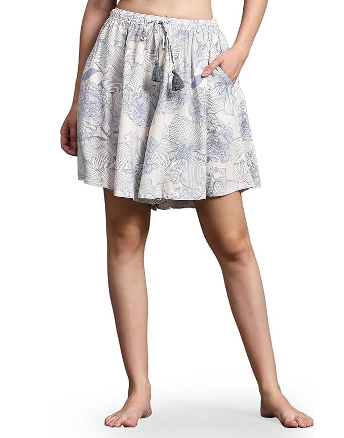 Image of B STORIES Women's Viscose Printed Lounge Culotte Shorts (Pack of 2)