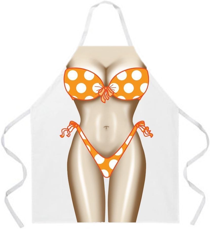 YHWWER Hot Lovely Cheap Funny Aprons Bikini & Shorts Sexy Kitchen Apron Funny Creative Cooking Aprons for Women Ladies Girlfriend Christmas Gifts ,Polka Dot Bikini Apron, White, One Size Fits Most