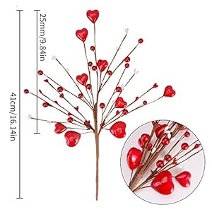 6 PCS Red White Heart and Berry Picks, Artificial Berry Flowers for Wedding Floral Arrangement Wreath Table Centerpiece 6 PCS Red White Heart and Berry Picks Artificial Berry Flowers for Wedding Floral Arrangement Wreath Table Centerpiece