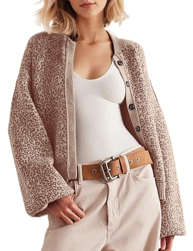 Burtell Women Slouchy Leopard Print Cardigan...