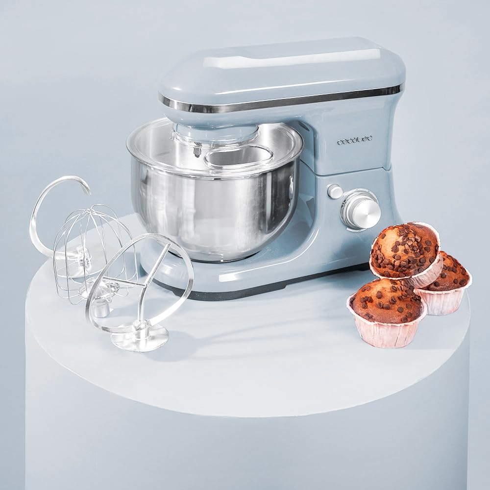 Cecotec Batidora Amasadora Cecomixer Merengue 5L 1200 Azul, 1200 W en 6 Niveles, 5 Funciones, Movimiento Planetario, Diseño Elegante, Bol de Acero de 5 L y Accesorios para Batir y Amasar - 4