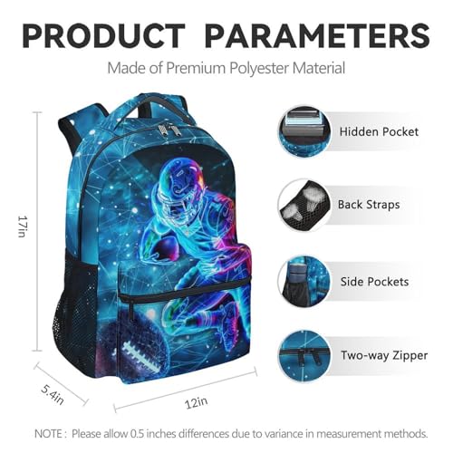 Football Backpack for Boys - 17 Inch Elementary School Kids Backpacks for Football Lovers - Sport Lightweight Bookbag for Children4