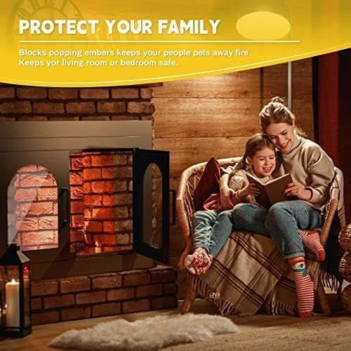 Miniatura 3 de Puerta de chimenea, puertas de chimenea con pantalla y decoración de vidrio, protector de malla de hierro y paneles magnéticos, se adapta a