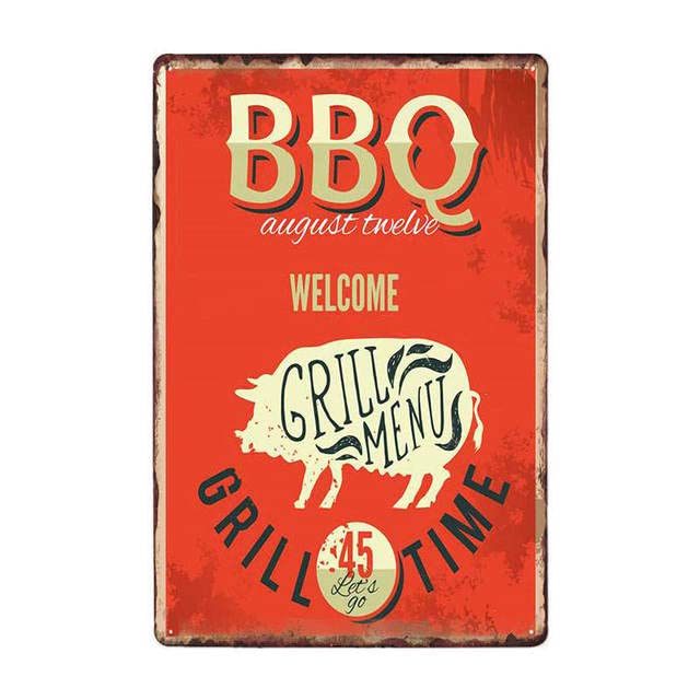 ABCDEFG - Targhe in metallo – 4 pezzi – bbq Dad's Zone barbecue – Sign in | Segni per bar casa – segno grotta uomo | Insegne in metallo vintage UK | Insegne in metallo retrò e divertenti