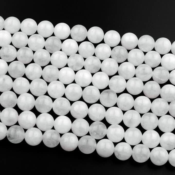 Miniatura 4 de Zenkeeper 108 cuentas de jade blanco para fabricación de joyas de 0.315 pulgadas (0.315 in), piedras preciosas de jade blanco sueltas