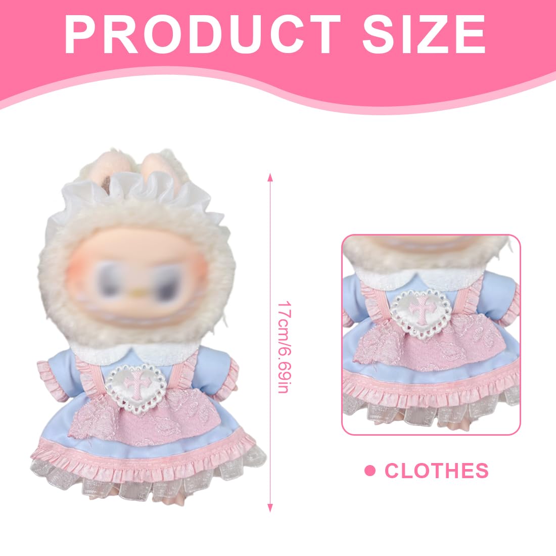 Lbu Puppenkleidung - Rosa Kleid Mit Schleife Für 17cm Puppe