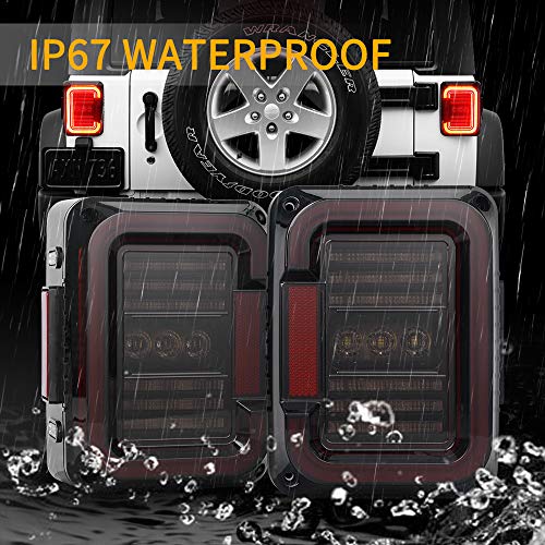 SPL Ult LED Tail Lights Brake & Ultimate Reverse Lights Compatible with Jeep Wrangler JK/JKU 2007-2017, Built-in EMC, DOT Approved, Smoked Lens,2PCS - Thumbnail 4