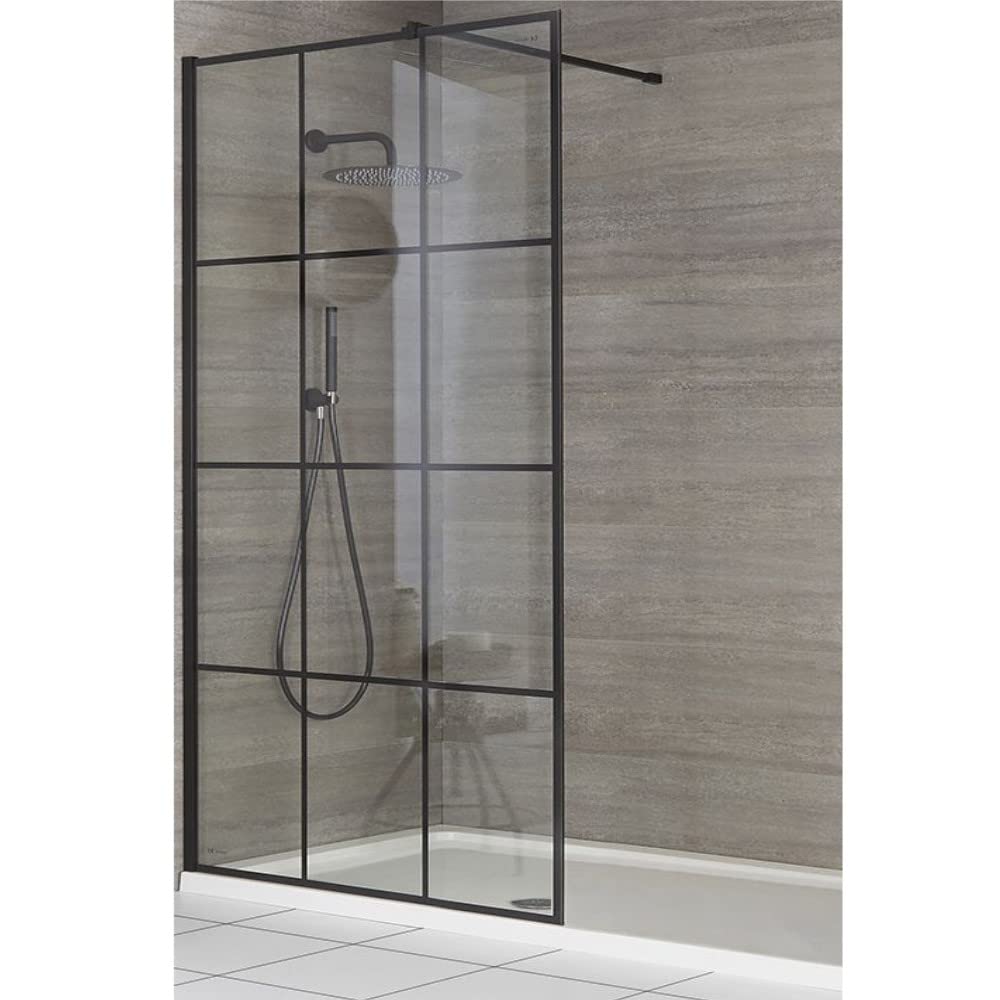 Milano Barq Black Grid Shower Enclosure White Tray - 1400mm x 800mm