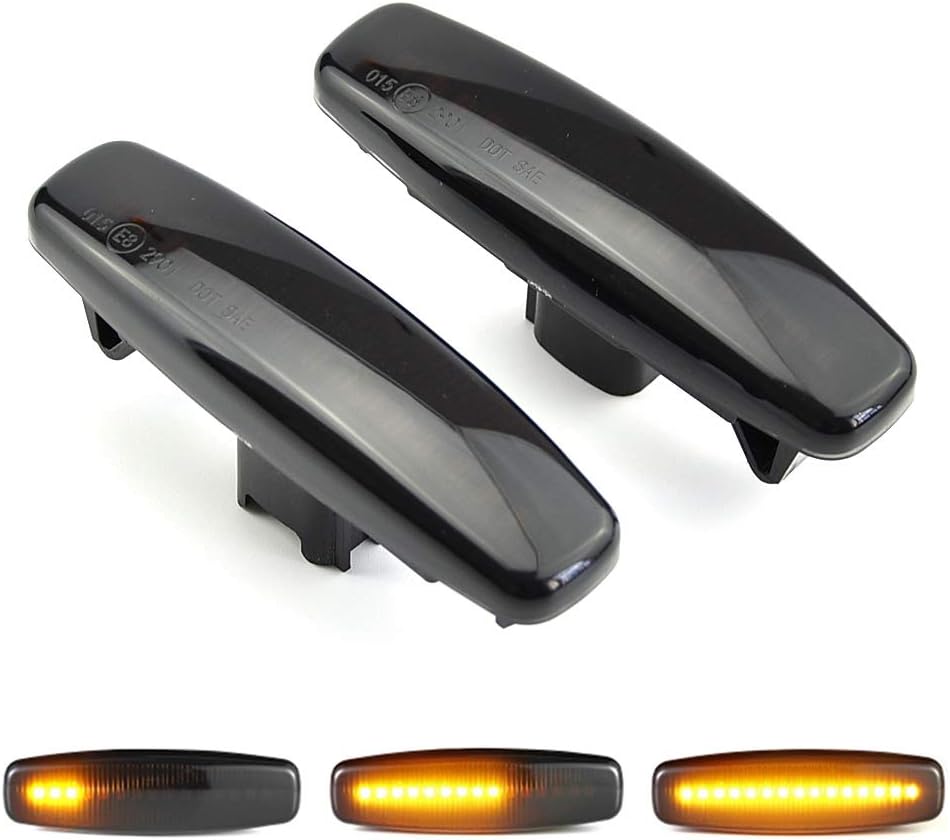 2Pcs Dynamic Flowing Sequential LED Side Marker Turn Signal lights Compatible with Infiniti FX35 FX37 G35 M35 M37 Nissan Murano Fuga Pathfinder Skyline, Smoked Lens