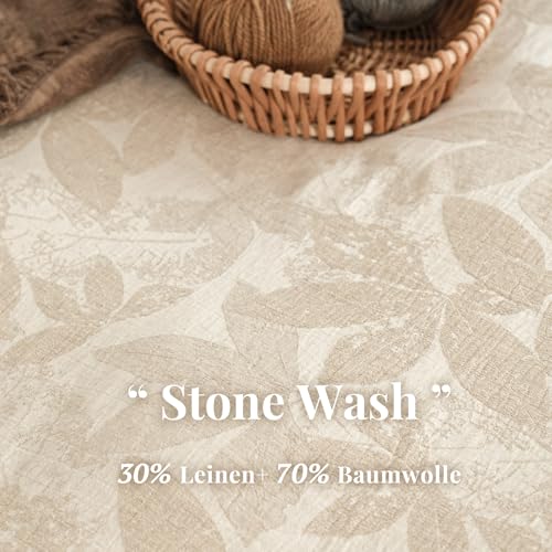SOULFUL Leinen Bettwäsche 135x200 Baumwolle,Jacquard Bettbezug, Leaves – Ansicht 4