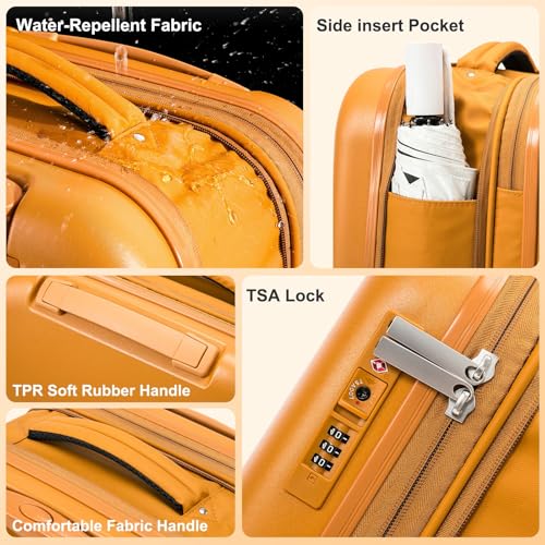 ROPLUS Foldable Carry On Luggage, Durable Hardside Suitcase with Mute Wheels, Waterproof Expandable Harshell Rolling Luggages with Side Pocket, TSA Lock (Black, 20-Inch) by ROPLUS - Used condition - Image 5