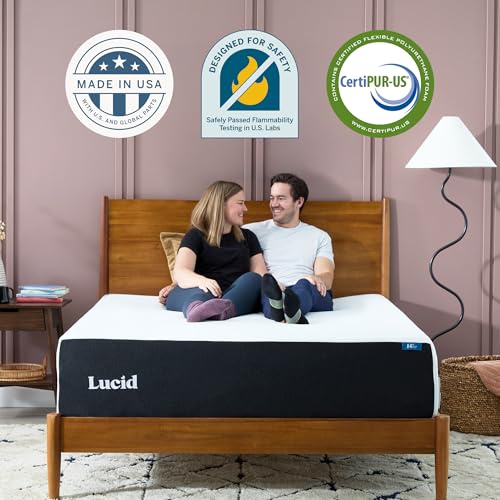 Image of Lucid 14 inch Plush Gel Memory Foam Mattress - Bamboo Charcoal & Cooling Gel - Fiberglass Free - Bed in a Box - CertiPUR-US Certified - King Size