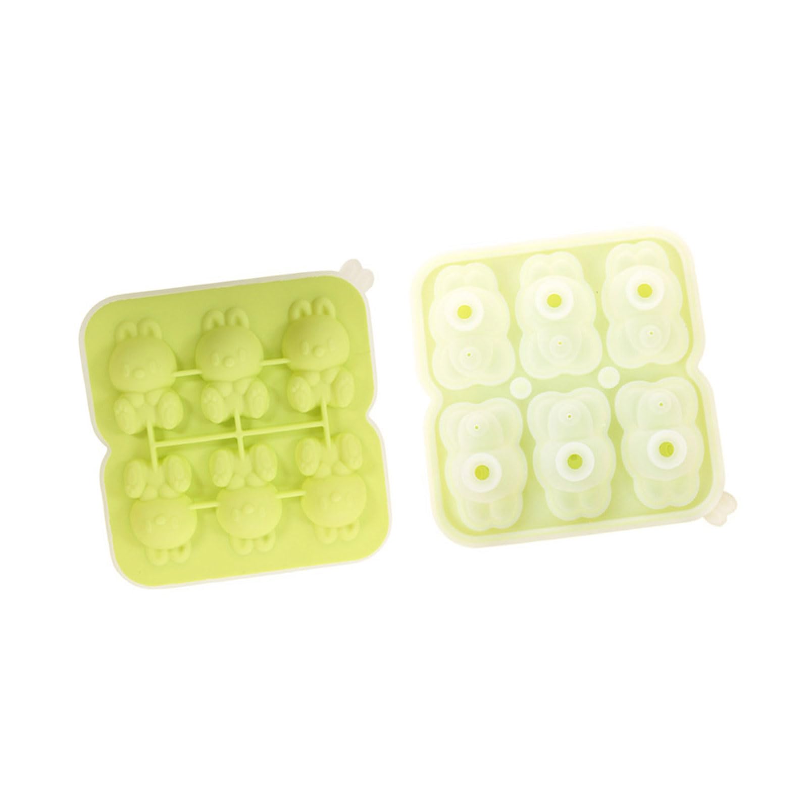 Buxuaaaa Fruit Green Food Grade Silicone Ice Tray Lovely Rabbits Shape Ice Mold Maker Making Tool For Soup Freezers Wine Juices Mold For Whiskeys Cocktails Maker Small Trays For Freezers