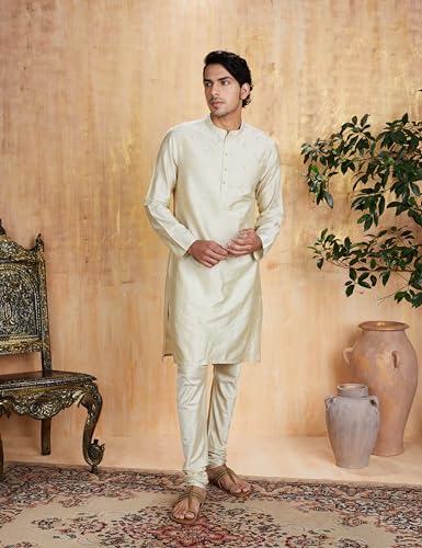 Image of Amazon Brand - Symbol Men Festive Long Regular Fit Kurta & Pyjama Set (2Pcs)