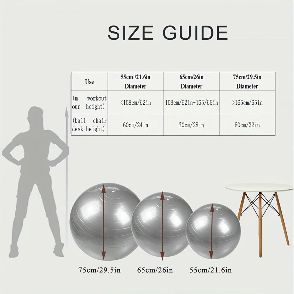 ZBDZSW Yoga-Ball, extra groß und dick, für Balance und sensorisches Training, Trainingsgerät für Erwachsene, mit Luftpumpe, 1 Stück
