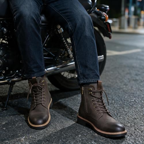 Vostey Mens Motorcycle Boots With Side Zipper Dress Boot - Image 4