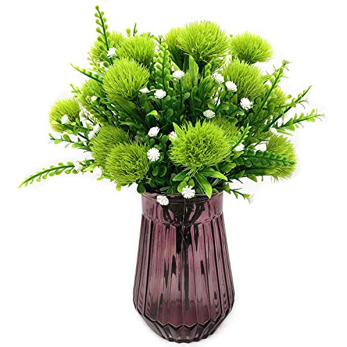 Cattree Artificial Dandelion Plants, Plastic Flowers Shrubs Bushes Fake Grass Wedding Indoor Outdoor Home Garden Verandah Centerpieces Arrangements Party Decoration Planting Filler - Green 4 Pack #TOP3