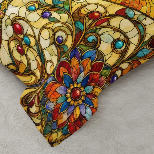 Image of AILONEN Twin Comforter Set 3 Piece, Golden Dragonfly Floral Mosaic 3D Printed Bedding with 2 Pillowcases, Soft Lightweight Microfiber Artistic Decor for Compact Bedroom