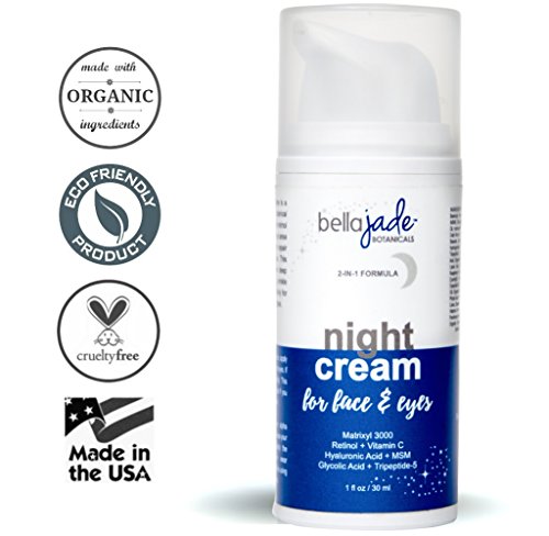 Anti Aging Night Cream Moisturizer For Face & Eyes With Retinol, Hyaluronic & Glycolic Acid. Intense Hydration For Repairing Skin & Preventing Wrinkles - Fragrance Free & Non Greasy #TOP3