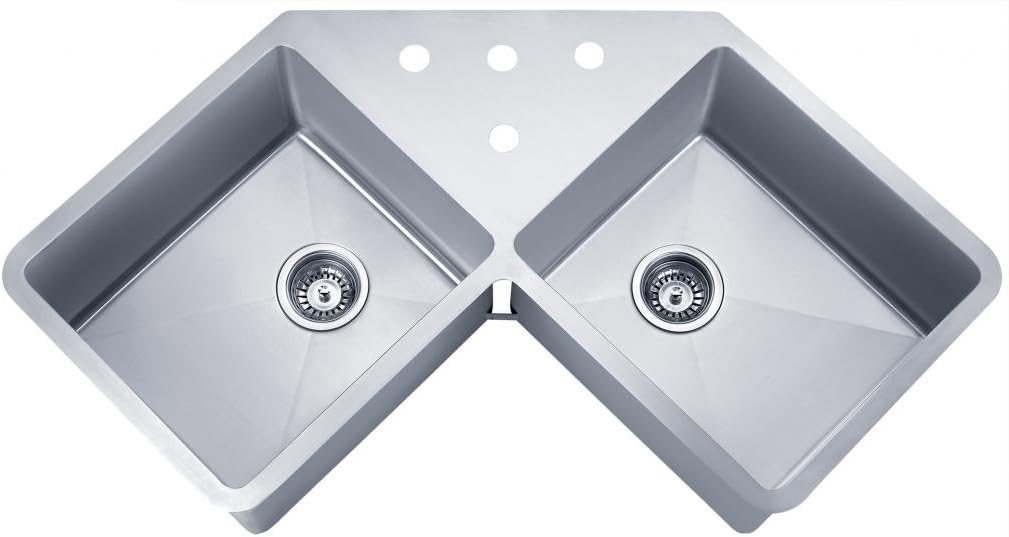 SSU4424-10 16-Gauge Handcrafted Butterfly Undermount Double Bowl Kitchen Sink, Stainless Steel
