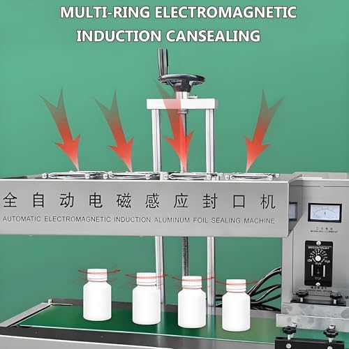 Automatic Induction Sealer for Plastic Bottles - Electromagnetic Foil Sealing Machine, Continuous Band Sealer (15-60mm) - Ideal for Food, Beverage, and Cosmetic Packaging
