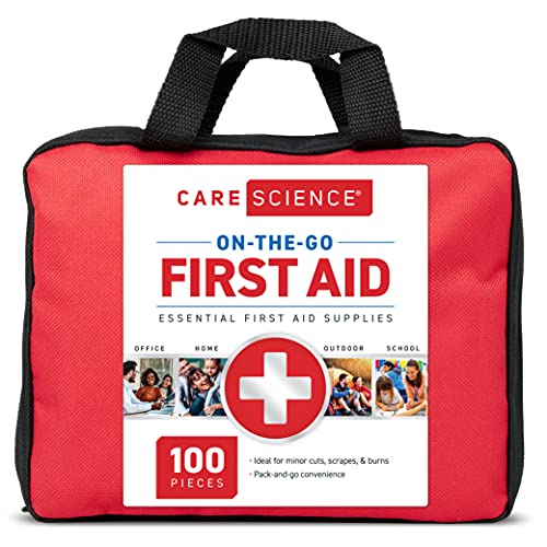 Care Science Small First Aid Kit, 100 Pieces | Professional Use for Travel, Work, School, Home, Car, Survival, Camping, Hiking, and More
