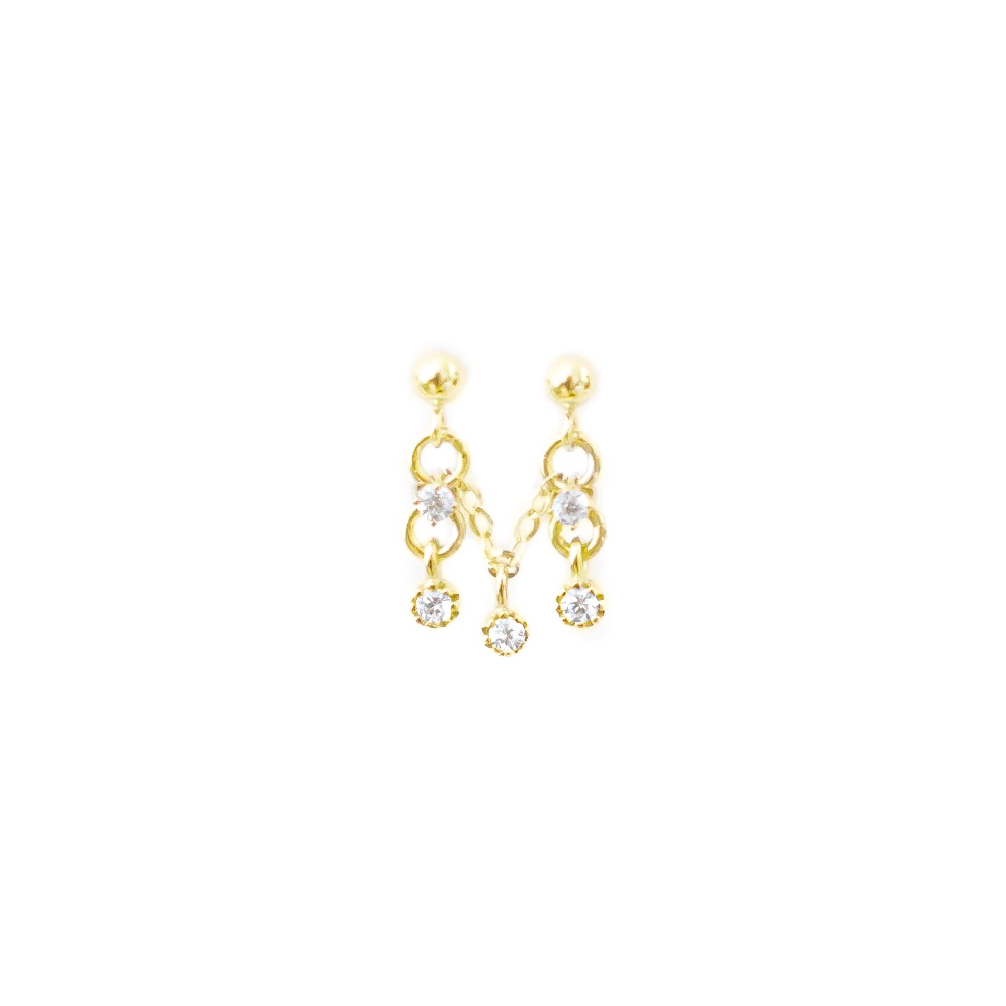 Kette ohrringe Doppelohrringe Zirkonia Ohrstecker Diamant Sterling Silber Ohrpiercing