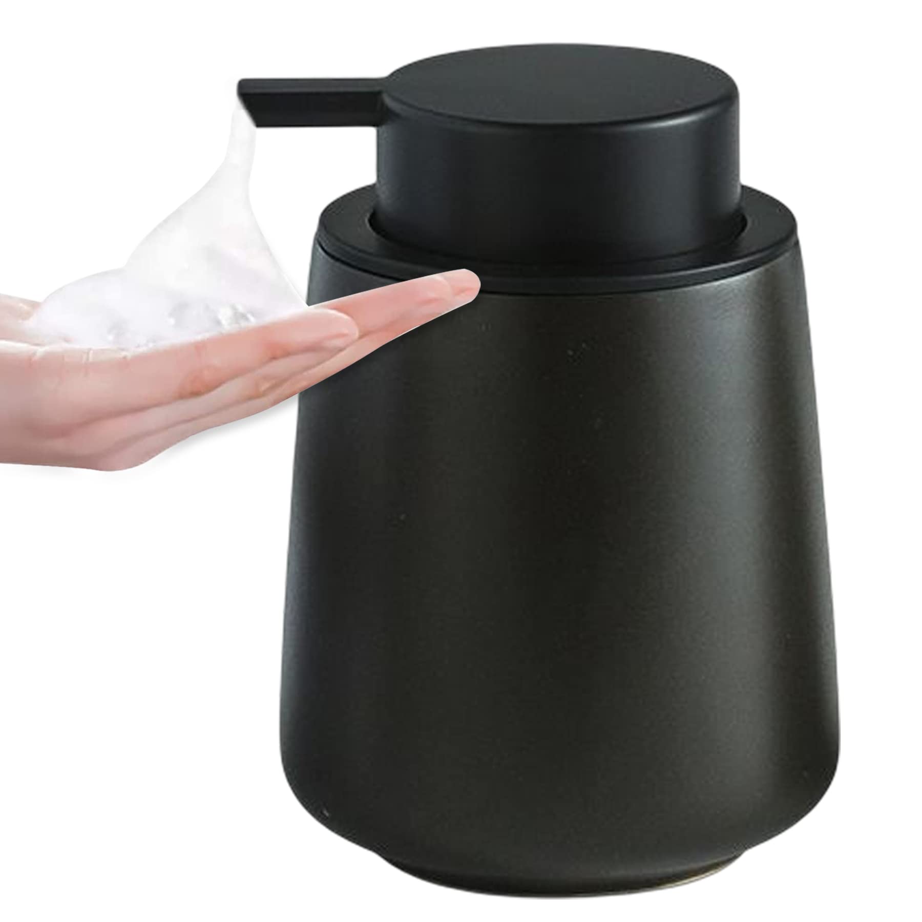 Simcat Hand Soap Dispenser Marble Dish Soap Dispenser Countertop Hand Lotion Pump Bottles Ceramic Lotion Container Refillable Liquid Hand Soap Jar Shower Dispenser (Matte Black-Foaming)