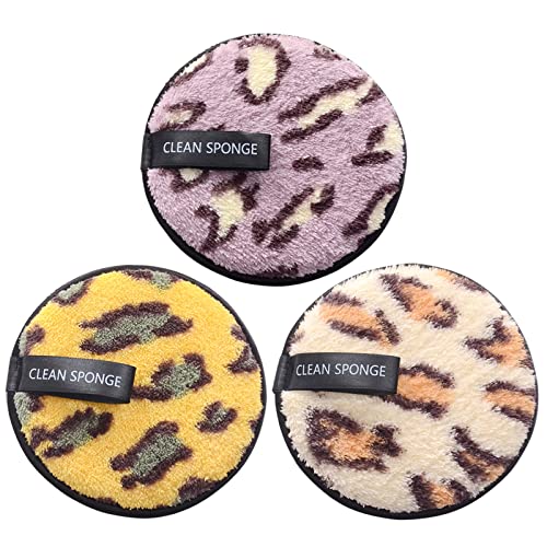 3Pcs Reusable Makeup Remover Pads - Leopard Designcleansing Facial Heavy Makeup & Masks Makeup Pads，Suitable For All Skin Types Face Cleansing Pads #TOP6