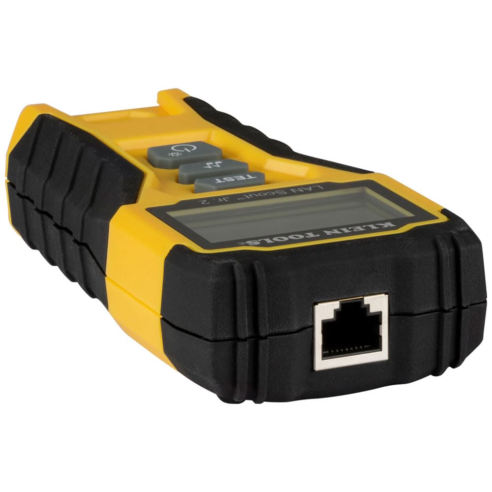 Klein Tools VDV526‑200E | V LAN Scout Jr. 2 Kabeltester | Für Cat 3–7 Netzwerkkabel | RJ45 Test & Toner | LCD mit Hintergrundbeleuchtung | Remote & Batterien inkl | Kompaktes robustes Design