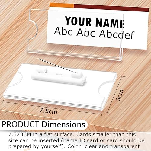 Image of Shuban 50 Pieces Name Badges with Pins for School Work Name Badge Holder for Clothes Clear Acrylic Sign Display Holder DIY Blank Id Holders Printable Name Label for Work Business Classroom