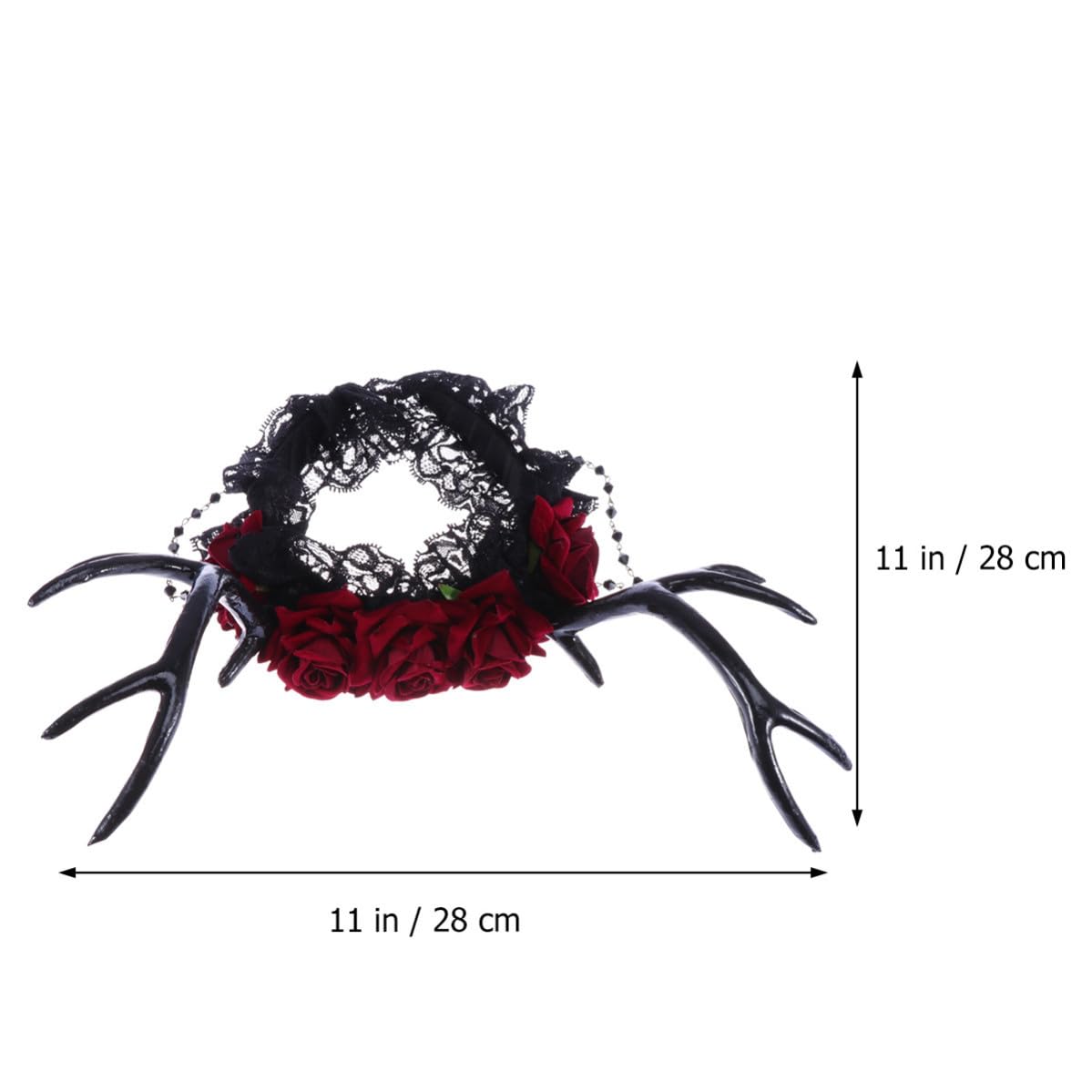 jojofuny Halloween Season Gothic Black Plastic Antlers Headband with Roses