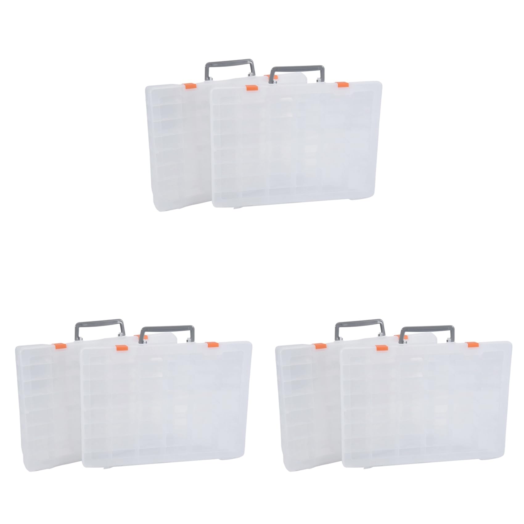 Hndhbfgrt 6 Pack Large 48 Grids Clear Plastic Organizer Boxes with Adjustable Dividers, Jewlery Storages Bead Organizers