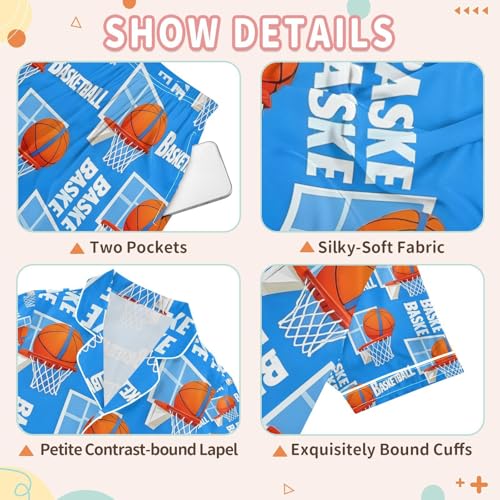 senya Basketball Hoop Satin Summer Pajama Sets Silk Short Sleeve Button Down Sleepwear3