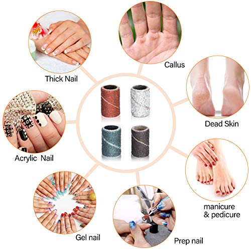 400 Pieces Sanding Bands For Nail Drill Bits Sanding Bands Grit File Sanding Bands 80/120/ 150/240 Grit Sanding Bands With Box For Nail Drill Manicure And Pedicure, 4 Colors #TOP6