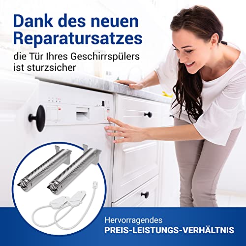 VIOKS Türscharnier Feder Set Ersatz für 00754869 Türfeder Siemens Geschirrspüler Schwarz mit Seilzug - Viva Balay Neff Bosch Feder Geschirrspüler