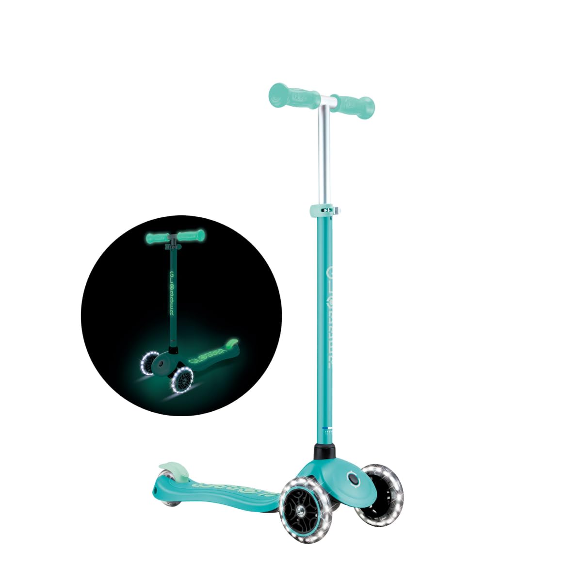 Globber - Primo Plus Glow Lights - świecąca i fluorescencyjna hulajnoga 3-kołowa, od 3 lat