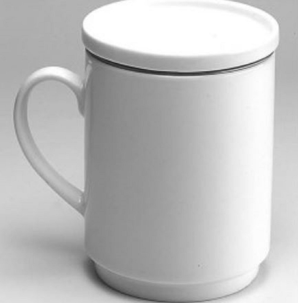 Juego DE 6 Tazas de infusión, té, Porcelana Blanca, con Filtro Acero Inoxidable y Tapa