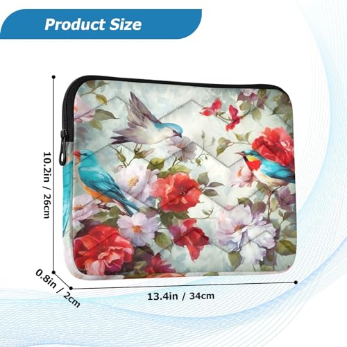Funda para portátil 13-14 pulgadas con diseño de flores y pájaros miniatura 3