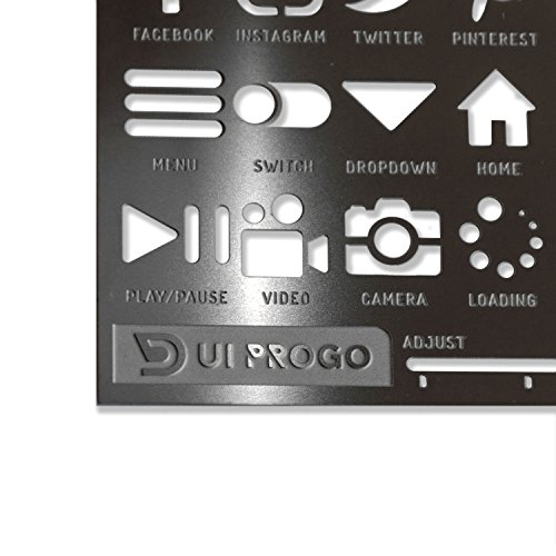 Estênceis de aço inoxidável UI ProGO para desenho portátil – Perfeito para design de UI UX – Ícones