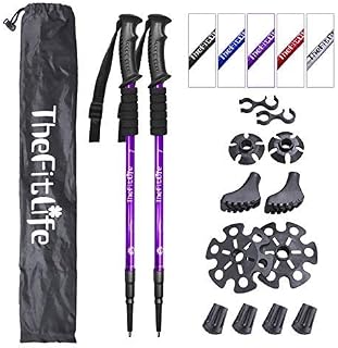 TheFitLife Hiking Walking Trekking Poles - 2 Pack With Antishock And Quick Lock System, Telescopic, Collapsible, Ultralight For Hiking, Camping, Mountaining, Backpacking, Walking, Trekking