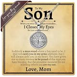 Love You This Much Meaningful To My Son Compass Necklace Gift from Mother, Gifts for Adult Son or Grown Sons, Birthday Card, Christmas or Graduating College