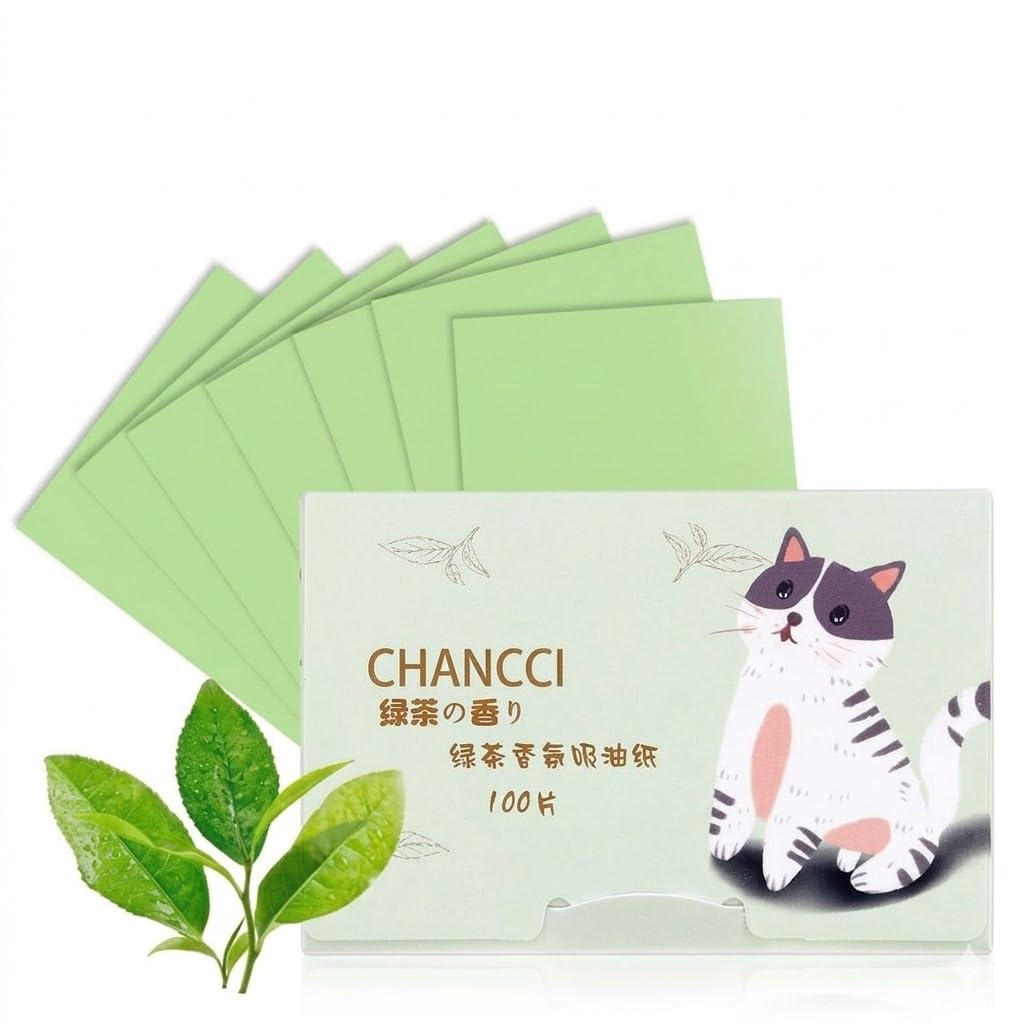 PAXCOO Green Tea Oil Blotting Sheets 100 Pcs – Thick Facial Blotting Paper for Oily Skin & Acne Control, Makeup Friendly Face Oil Absorbing Sheets, Dispenser Pack Shine Control for Women & Men-image-24