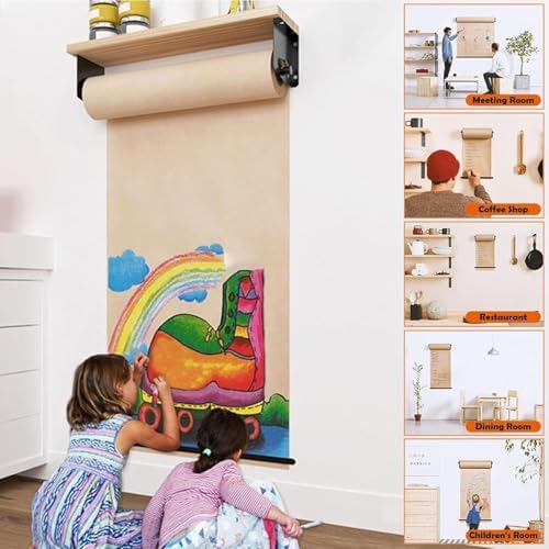 Kraft Bulletin Board Paper Roll with Cutter – 51.1" Dispenser & Holder for Kids' Drawing, Craft Projects, Kitchen Notes, and Holiday Decorations