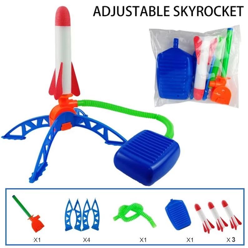 Image of Rocket Launcher, 3 Soft Foam Rockets, Outdoor and Garden Games, Stomp Air Rocket Launcher with LED Lights Gift for Kids Age 3 Years and Up