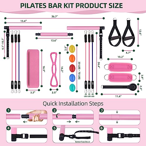 THYWD-Pilates-Bar-Kit-with-Resistance-Bands-for-Women-Men-Multifunctional-Portable-Pilates-Stick-Equipment-Home-Gym-Workouts-Yoga-Exercise-Fitness-Pilates-Stretch-Fusion-Bar-for-Full-Body-Shaping