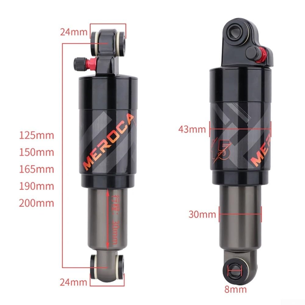 Amortiguador trasero de aluminio con bloqueo para uso en ciclismo compatible con suspensión de viaje de 125 150 165 190 y 200 mm (200 mm)